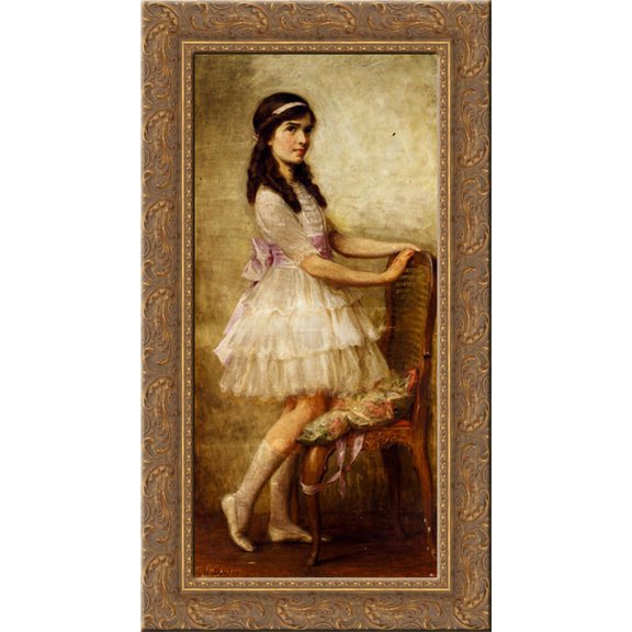 Portrait Of Miss Barbara De Selincourt 16x24 Gold Ornate Wood Framed Canvas Art by Draper, Herbert James