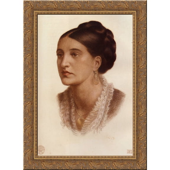 Portrait Of Mrs. Georgina Fernandez 19x24 Gold Ornate Wood Framed Canvas Art by Rossetti, Dante Gabriel