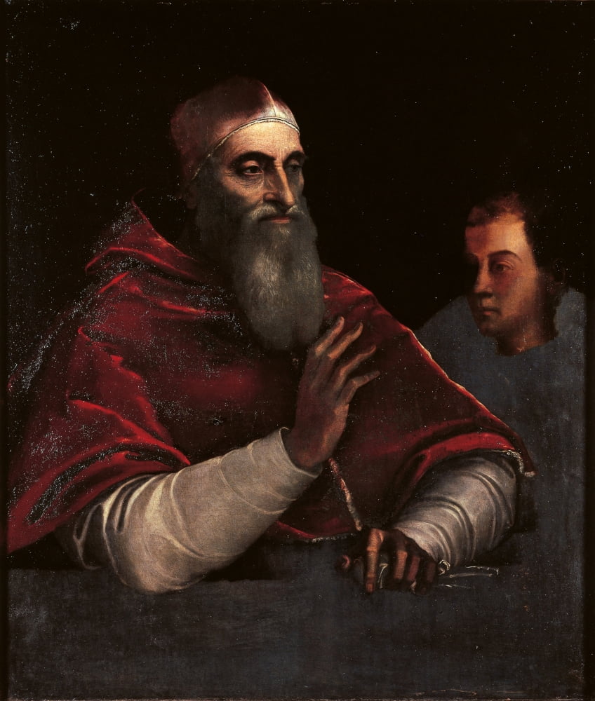 Portrait Of Pope Paul Iii Farnese With A Grandson (Probably Alessandro Farnese Or Ottavio) Canvas Art - (24 x 36)