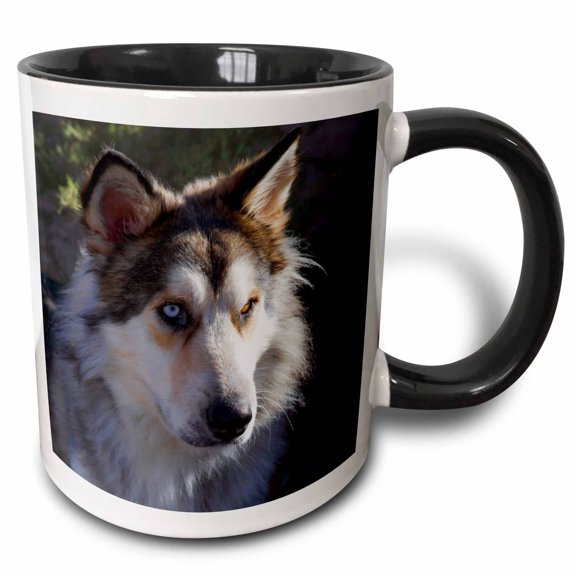 3drose, Portrait of Rescue Dog., 15oz Two-tone Black Mug