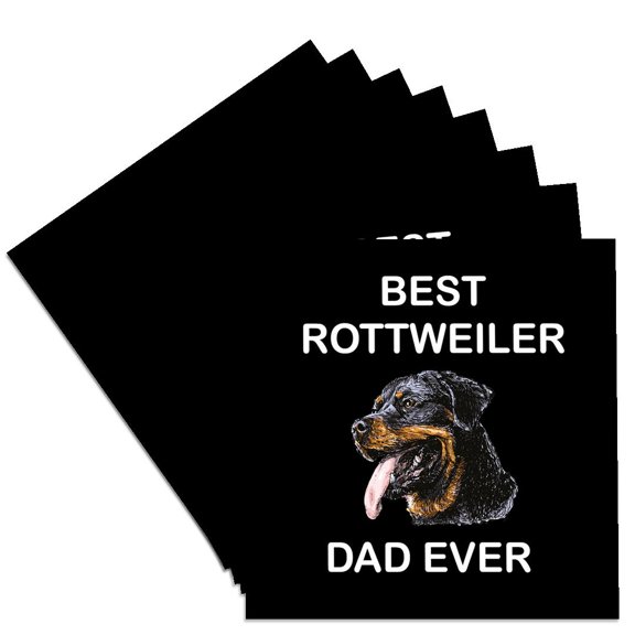 3drose, Portrait of Rottweiler Dog with Best Rottweiler Dad Ever Gift, Set of 8 Ceramic Tile Coasters