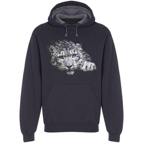 Portrait Of Snow Leopard Hoodie Men -Image by Shutterstock, Male Medium