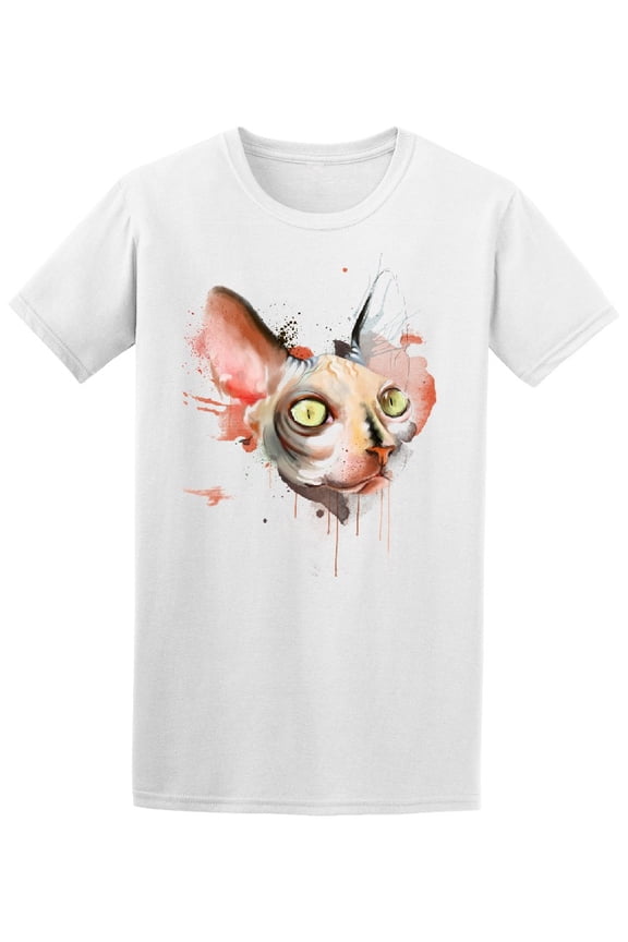 Portrait Of Sphynx Cat Painting T-Shirt Men -Image by Shutterstock, Male Large