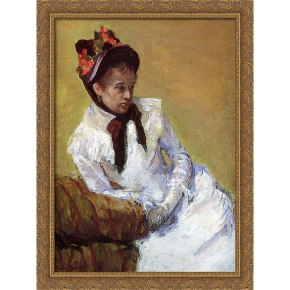 Portrait Of The Artist 28x38 Large Gold Ornate Wood Framed Canvas Art by Mary Cassatt