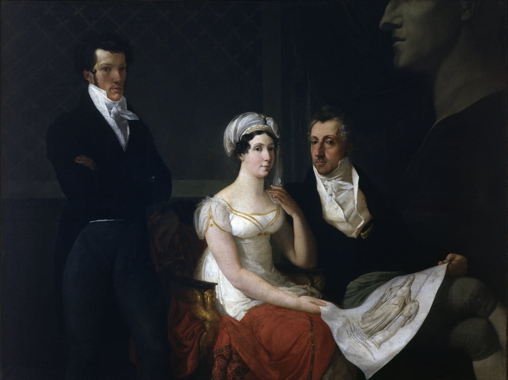 Portrait Of The Cicognara Family With The Giant Bust Of Antonio Canova Canvas Art - (24 x 18)