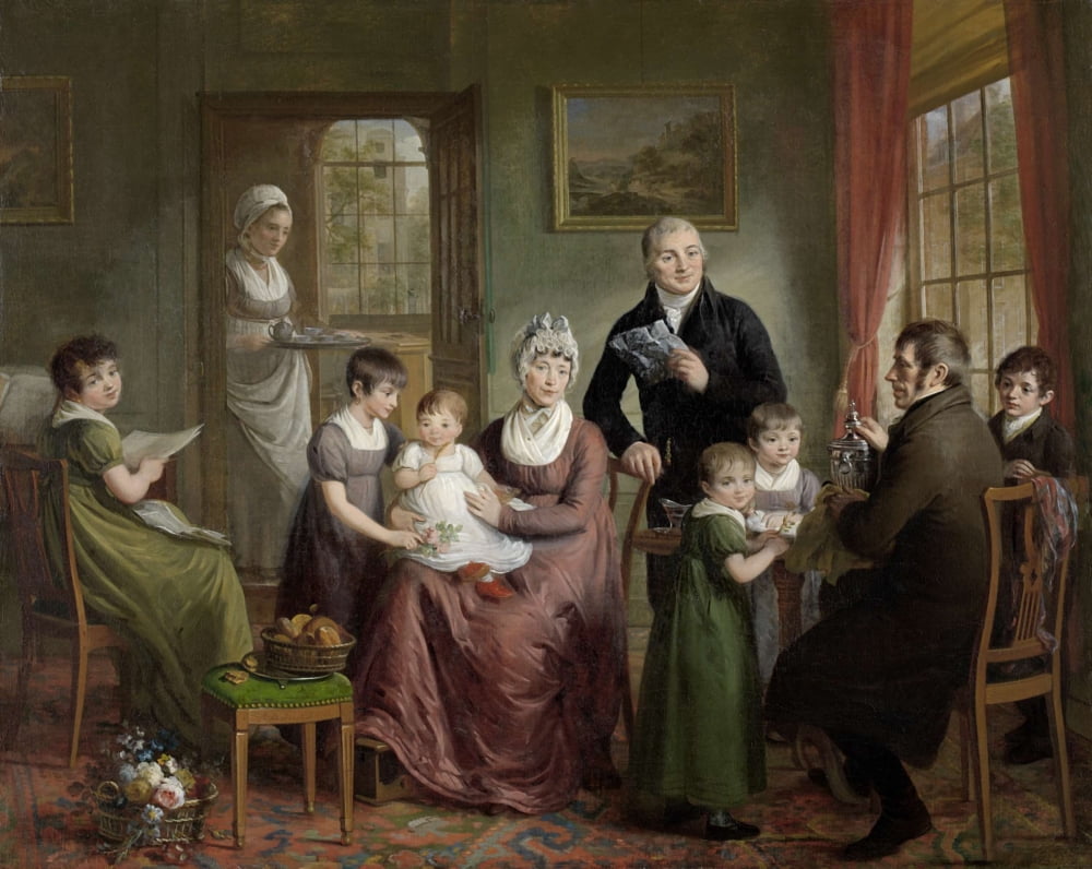 Portrait Of The Family Of Adriaan Bonebakker With Dirk L Bennewitz Canvas Art - (24 x 18)