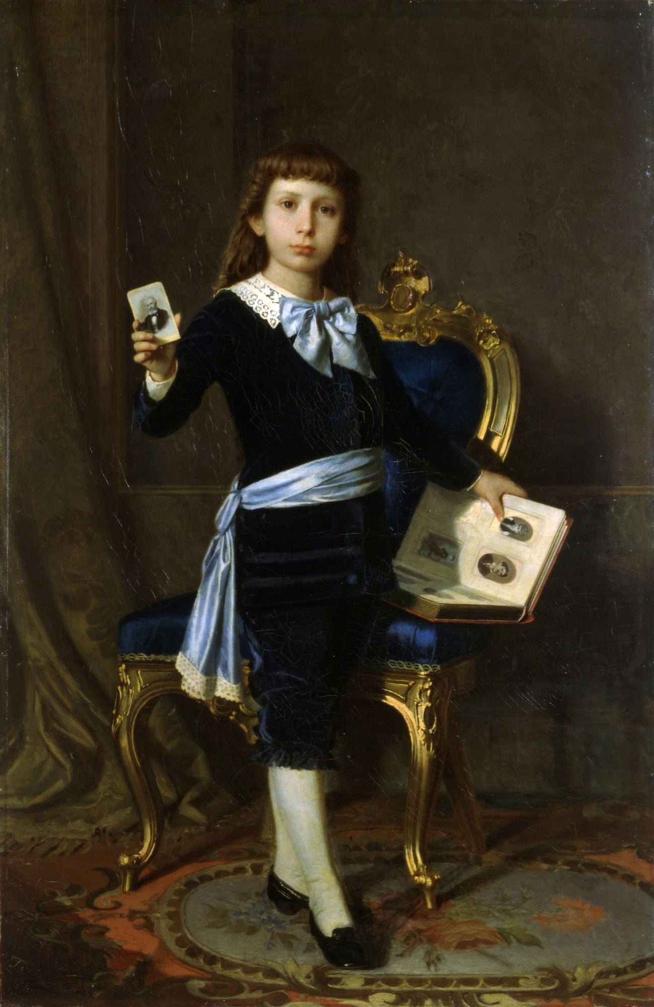 Portrait Of The Malmignati Leoni Child With Photograph Album Canvas Art -  (18 x 24)
