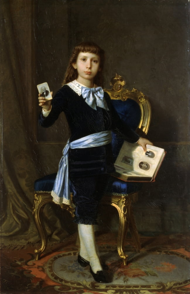 Portrait Of The Malmignati Leoni Child With Photograph Album Canvas Art - (24 x 36)