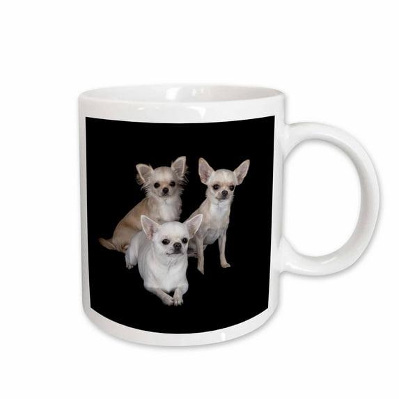 3drose, Portrait of Three Chihuahua Dogs Doggy Breed, 11oz Mug