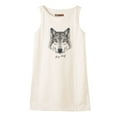 thumbnail image 1 of Portrait Of Wolf Printed Vintage 100% Cotton Linen Mini Shift Dress WDS_01 16, 1 of 1