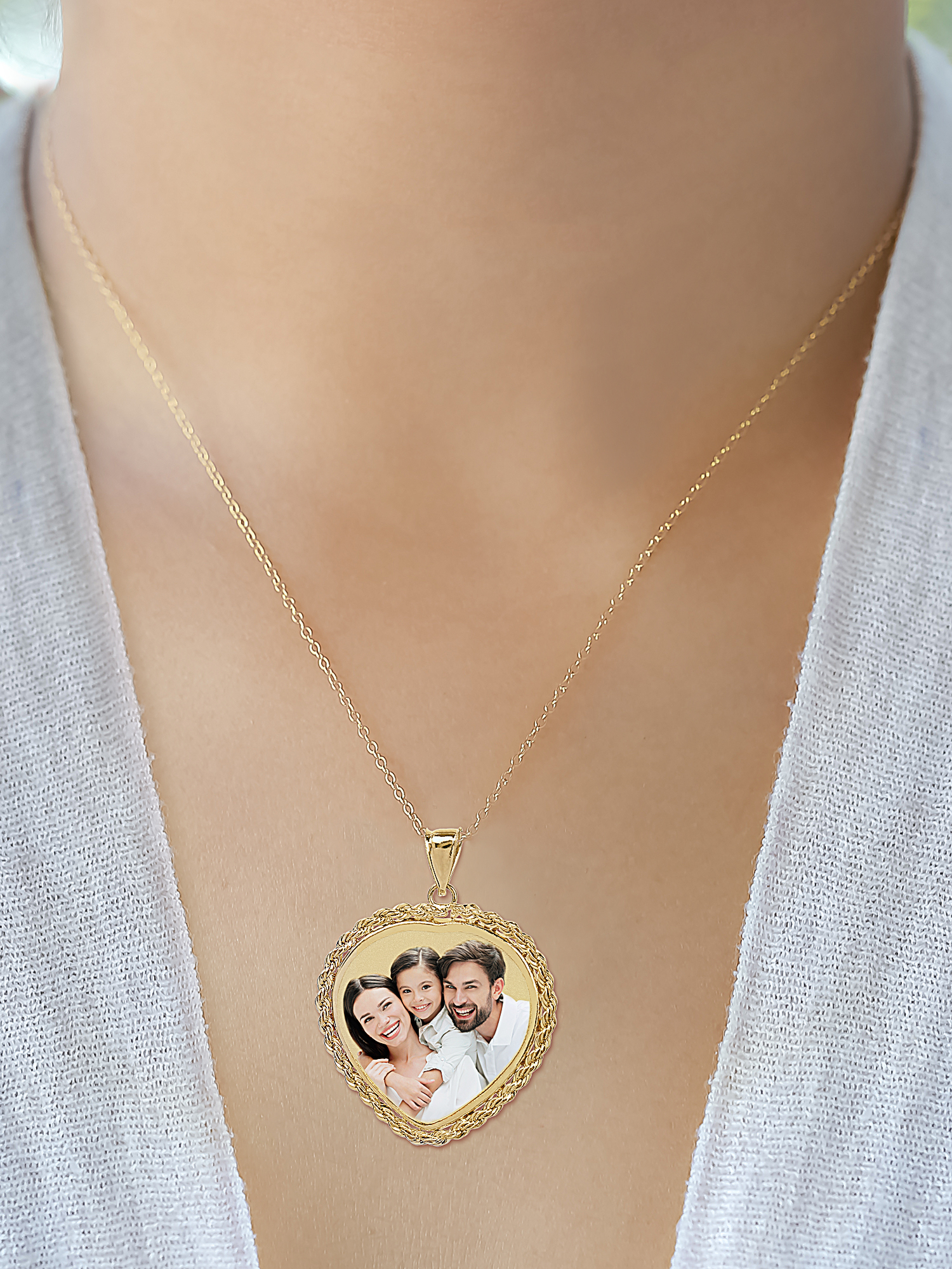 Portrait Pendant with Rope Heart Frame.