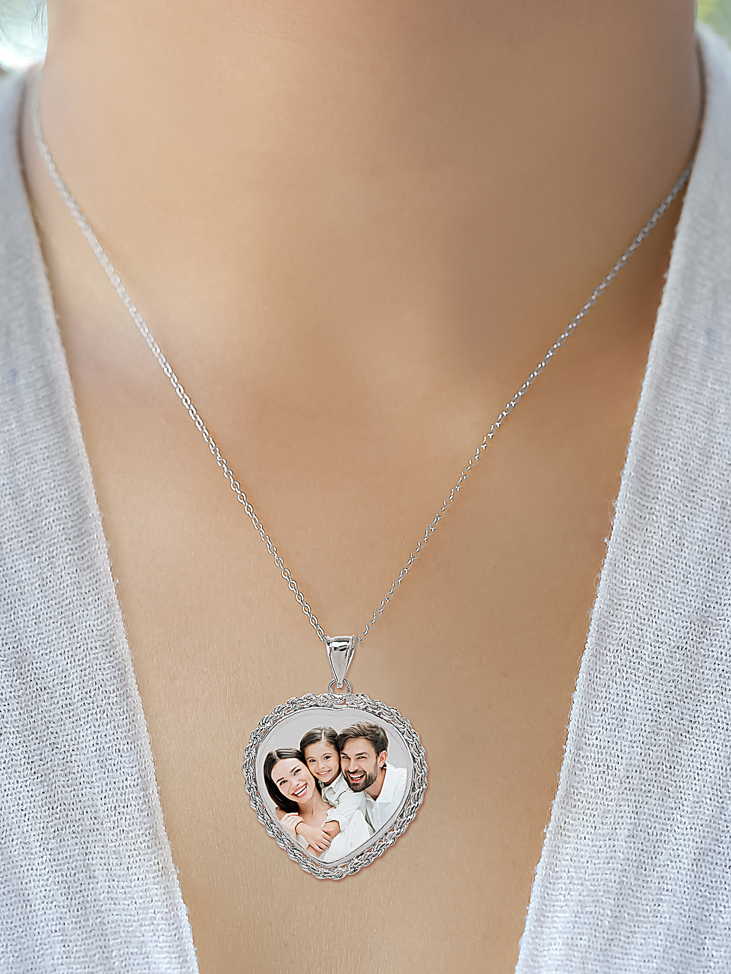 Portrait Pendant with Rope Heart Frame.