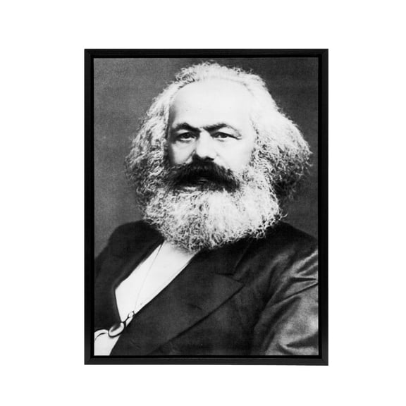 Portrait Photo Political Theorist Karl Marx Black Framed Canvas Art Print 12X16"