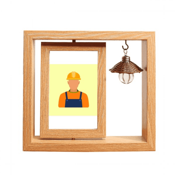 Portrait Platitude Labour Profession Wooden Rotating Picture Photo Frame 4x6