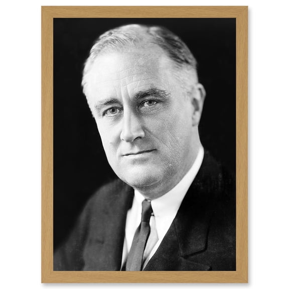 Portrait President FDR Franklin Roosevelt USA Photo Artwork Framed Wall Art Print A4