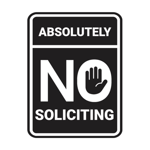 Portrait Round Absolutely No Soliciting Sign (Black) - Large