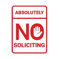 Portrait Round Absolutely No Soliciting Sign (White/Red) - Large