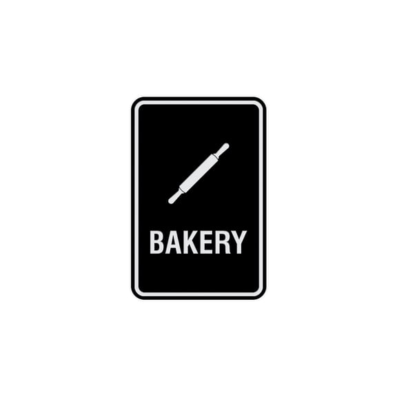 Portrait Round Bakery Sign (Black / Silver) - Small 4" x 6"