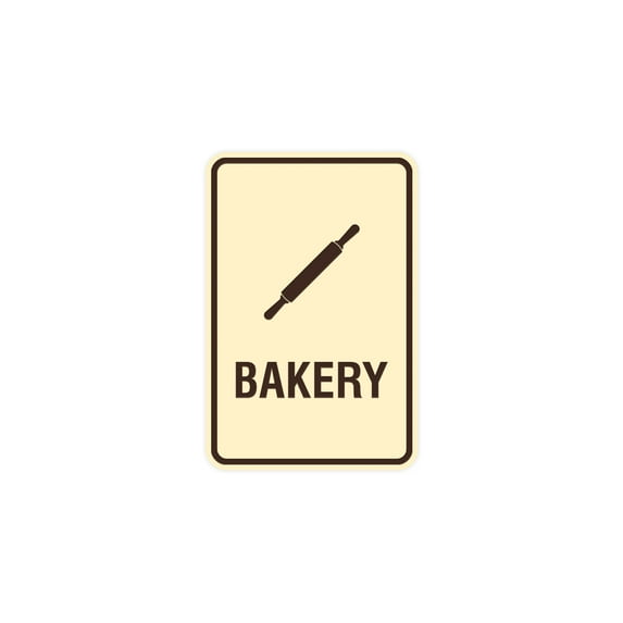 Portrait Round Bakery Sign With Adhesive Tape (Ivory/Dark Brown) - Large 6" x 8"