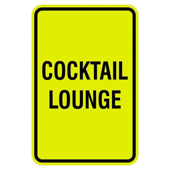 Portrait Round Cocktail Lounge Sign (Yellow / Black) - Large 6" x 8"
