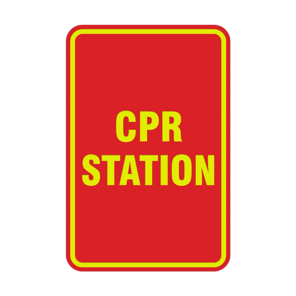 Portrait Round Cpr Station Sign (Red/Yellow) - Large 6