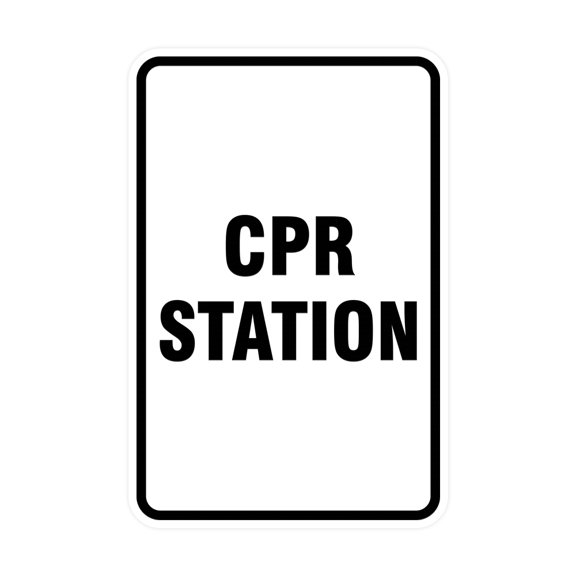 Portrait Round Cpr Station Sign (White) - Small 4" x 6"