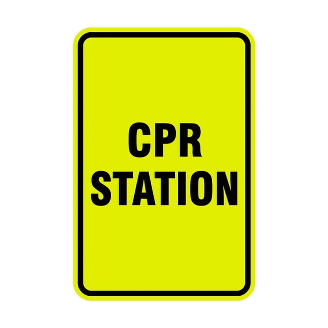 Portrait Round Cpr Station Sign (Yellow / Black) - Small 4