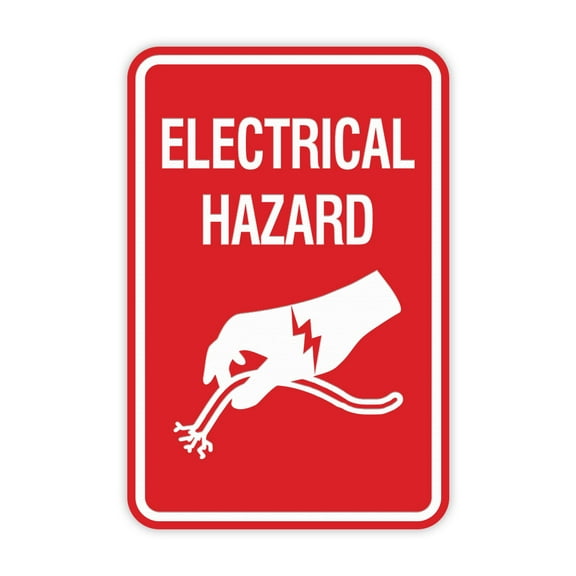 Portrait Round Electrical Hazard Sign (Red) - Large
