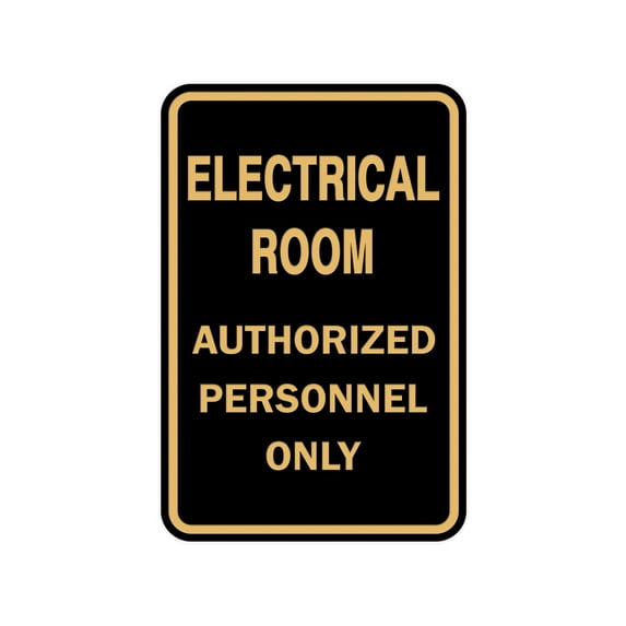 Portrait Round Electrical Room Authorized Personnel Only Sign (Black Gold) - Medium 5" x 7"