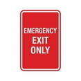 thumbnail image 1 of Portrait Round Emergency Exit Only Sign (Red) - Small 4" x 6", 1 of 3
