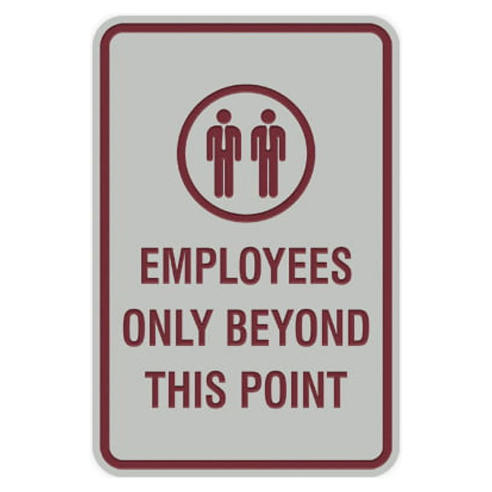 Portrait Round Employees Only Beyond This Point Sign (Light Grey ...