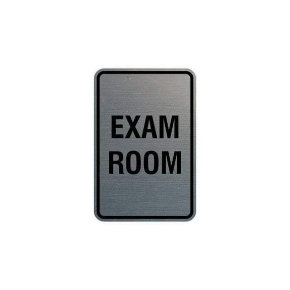 Portrait Round Exam Room Sign (Brushed Silver) - Small 4" x 6"
