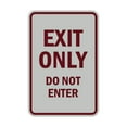 thumbnail image 1 of Portrait Round Exit Only Do Not Enter Sign (Light Grey / Burgundy) - Small 4x6", 1 of 3