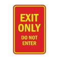 thumbnail image 1 of Portrait Round Exit Only Do Not Enter Sign (Red/Yellow) - Small 4x6", 1 of 1