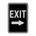 thumbnail image 1 of Portrait Round Exit Right Arrow Sign (Black / Silver) - Small 4" x 6", 1 of 3
