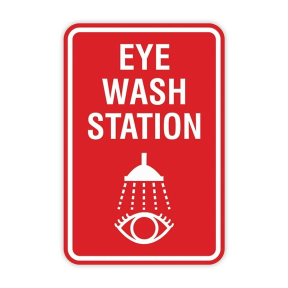 Portrait Round Eye Wash Station Sign (Red) - Large