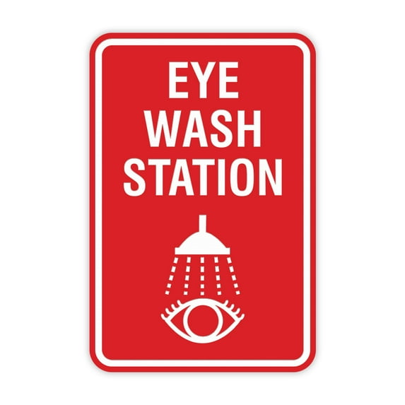 Portrait Round Eye Wash Station Sign (Red) - Medium