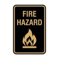 thumbnail image 1 of Portrait Round Fire Hazard Sign (Black /Gold) - Small, 1 of 7