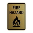 thumbnail image 1 of Portrait Round Fire Hazard Sign (Brushed Gold) - Medium, 1 of 7