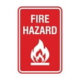 thumbnail image 1 of Portrait Round Fire Hazard Sign (Red) - Large, 1 of 7