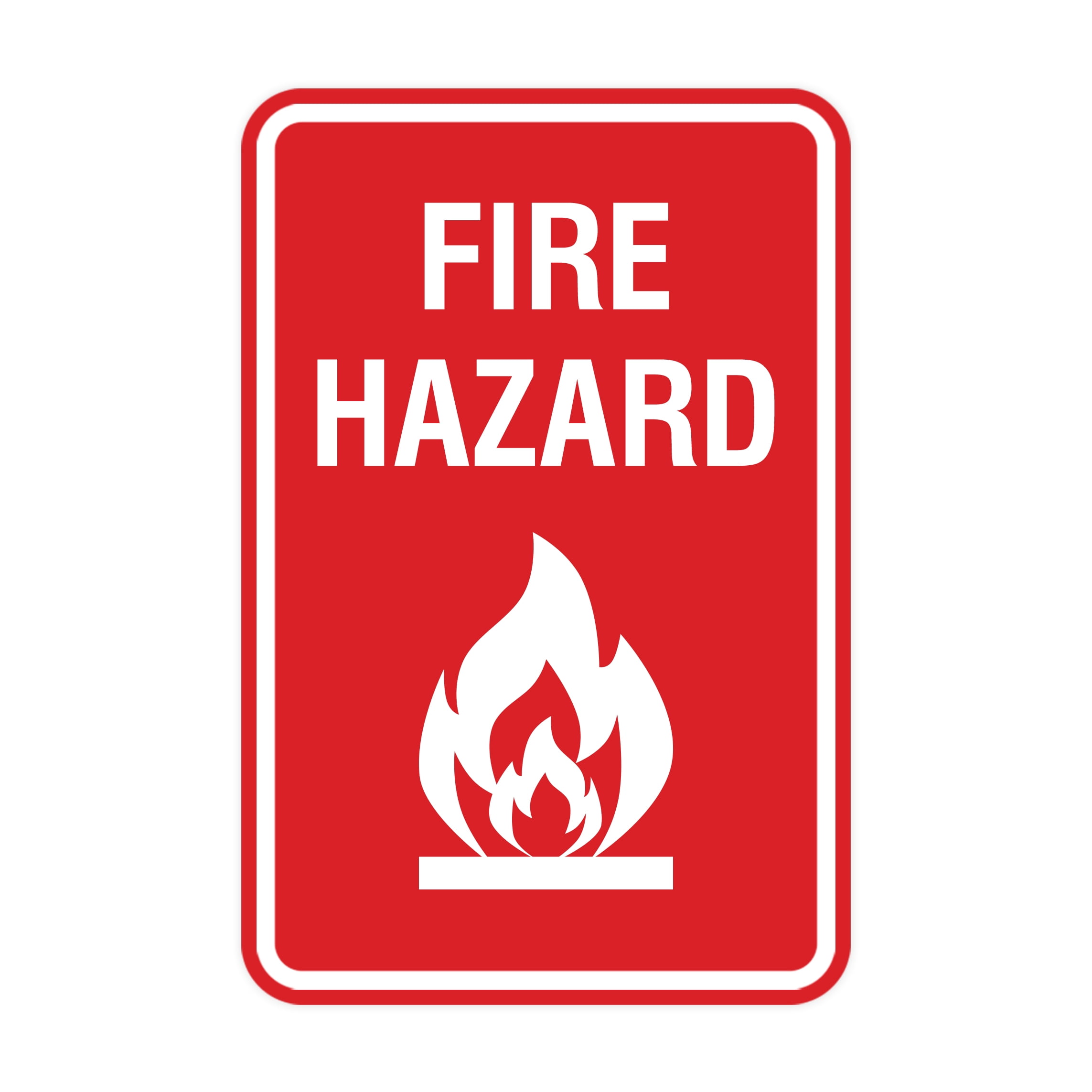 Portrait Round Fire Hazard Sign (Red) - Medium - Walmart.com
