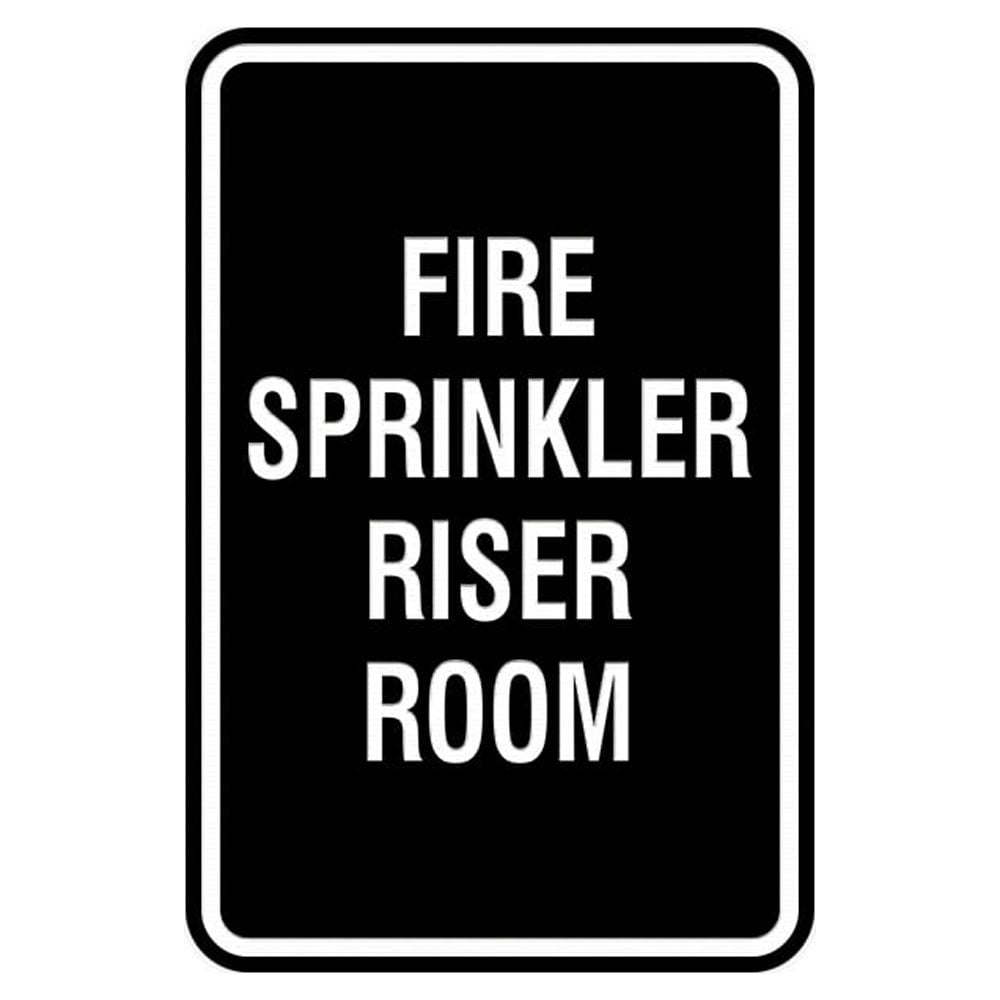 Portrait Round Fire Sprinkler Riser Room Sign (Black) - Large 6