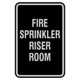 thumbnail image 1 of Portrait Round Fire Sprinkler Riser Room Sign (Black / Silver) - Large 6" x 8", 1 of 3