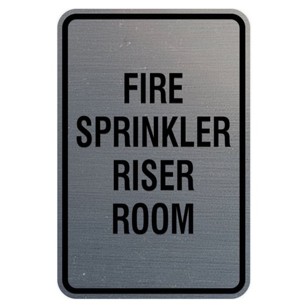 Portrait Round Fire Sprinkler Riser Room Sign (Brushed Silver) - Large ...