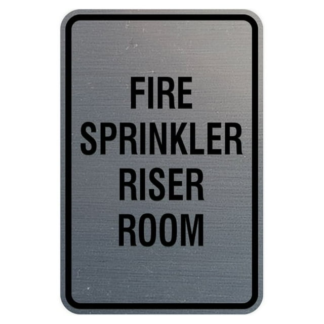 Portrait Round Fire Sprinkler Riser Room Sign (Brushed Silver) - Large ...