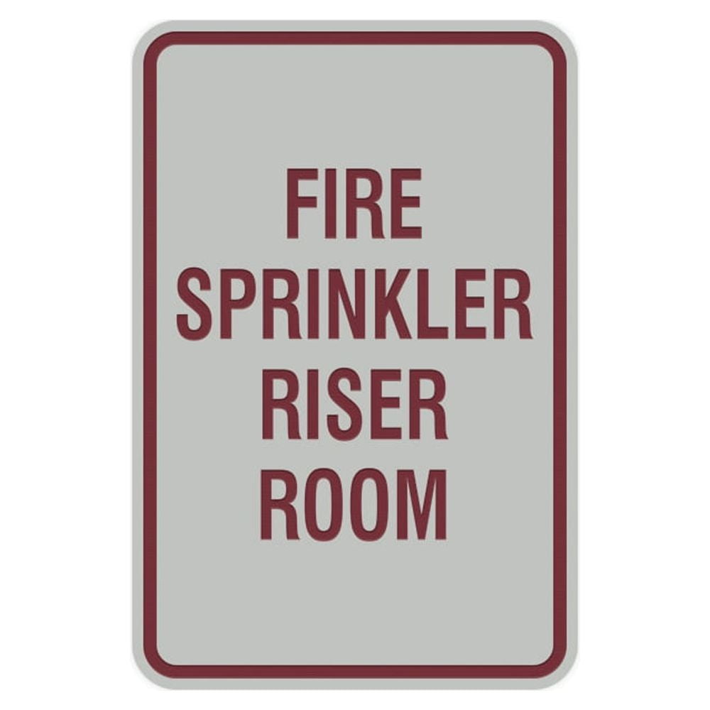 Portrait Round Fire Sprinkler Riser Room Sign (Light Grey / Burgundy ...