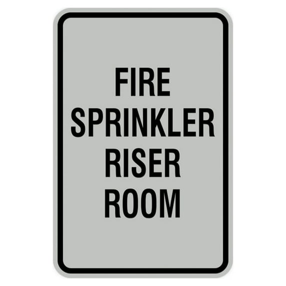 Portrait Round Fire Sprinkler Riser Room Sign (Lt Gray) - Medium 5" x 7"