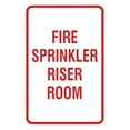 thumbnail image 1 of Portrait Round Fire Sprinkler Riser Room Sign (White/Red) - Small 4" x 6", 1 of 3
