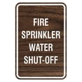thumbnail image 1 of Portrait Round Fire Sprinkler Water Shut-Off Sign (Walnut) - Large 6" x 8", 1 of 3