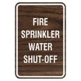 thumbnail image 1 of Portrait Round Fire Sprinkler Water Shut-Off Sign (Walnut) - Small 4" x 6", 1 of 3